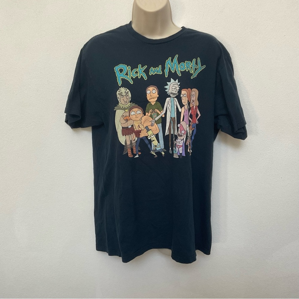 Adult Swim Rick and Morty Navy Blue Character T-Shirt Size Large Squanchy Jerry
